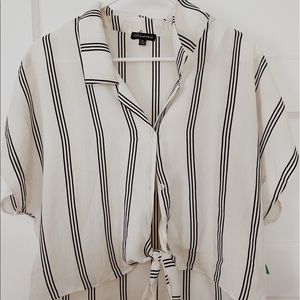 Striped button crop top